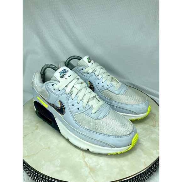 Nike Shoes - Nike Air Max 90 "3D SWOOSH" Shoes Womens 8 White Grey Streetwear Comfy Sneakers